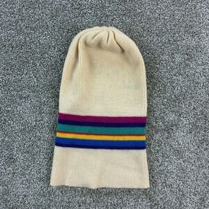 Vintage Bogner Wool Beanie Hat White Striped Ski One Size‎ West Germany Made 80s